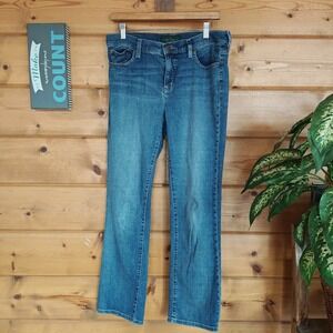 L. Ralph Lauren Classic Straight Jean Stretch Mid Rise Light Wash Preppy 10(32")